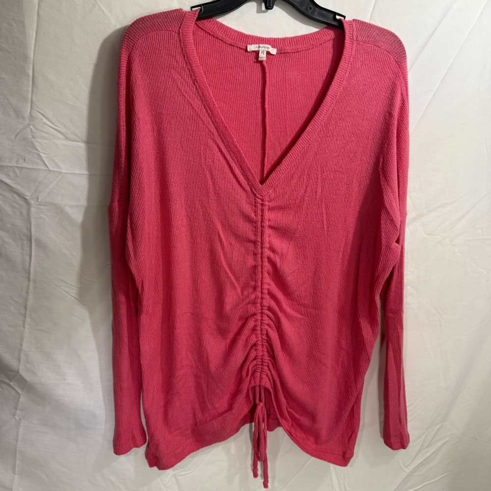 Maurices Pinkish Coral V-Neck Adj Ruched Long Sleeve Shirt Loungewear Size M